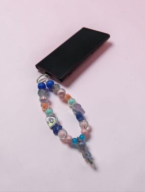 Handmade Colorful Beaded Phone Charm – Cute Multicolor Strap Accessory